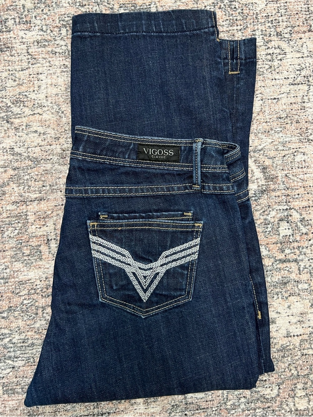 VIGOSS Classic Capri Jeans Womens 7 Dark Wash Embroidered Pockets